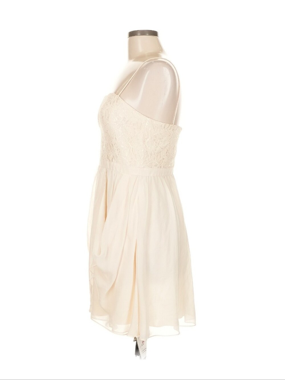 Aqua Ivory/Cream Lace Bodice Spaghetti Strap Cocktail Dress - Size 8 - Picture 4 of 7